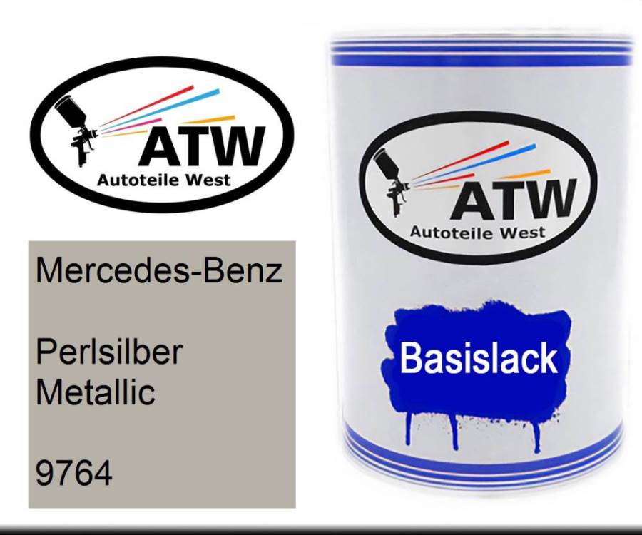 Mercedes-Benz, Perlsilber Metallic, 9764: 500ml Lackdose, von ATW Autoteile West.